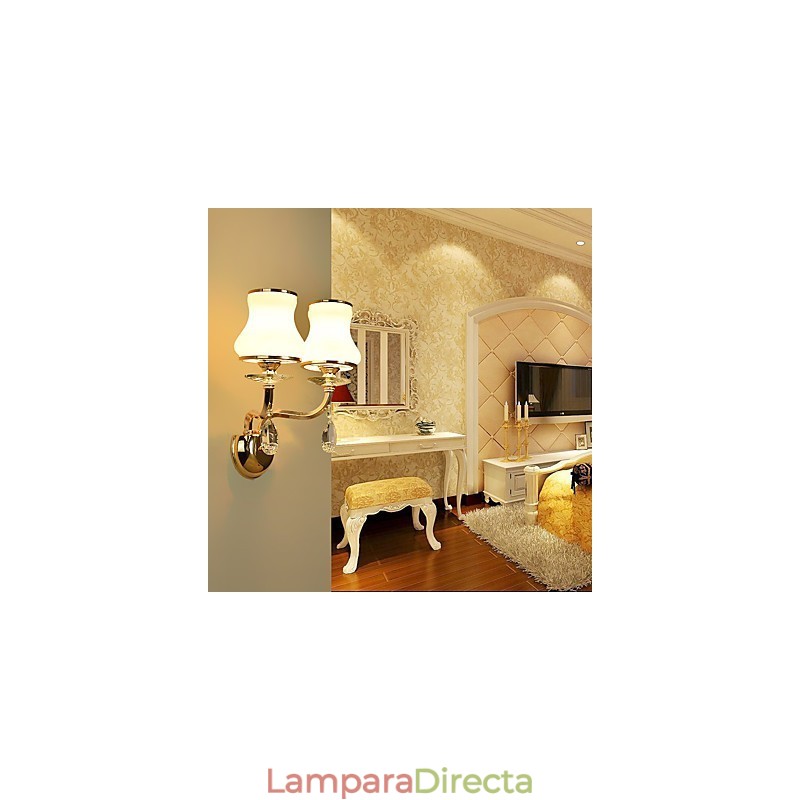 Apliques de pared con iluminación ambiental de cristal, modernos y contemporáneos, con acabado galvanizado.