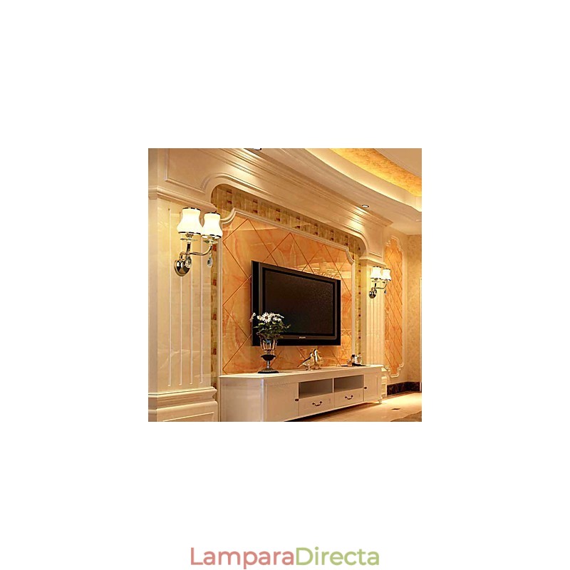 Apliques de pared con iluminación ambiental de cristal, modernos y contemporáneos, con acabado galvanizado.
