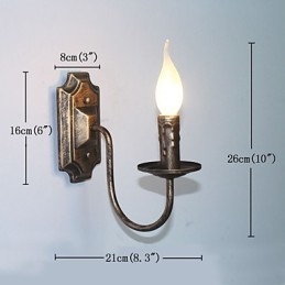 Lámpara de pared antigua con forma de vela, sencilla, para pasillo y balcón.