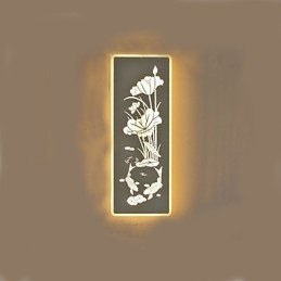 Pintura contemporánea moderna integrada para apliques de pared con luz ambiental.