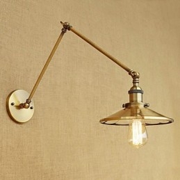 Lámpara de ambiente rústica estilo cabaña, estilo retro, galvanizada, con brazo oscilante estilo mini.