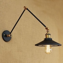 Lámpara de ambiente rústica estilo cabaña, estilo retro, galvanizada, con brazo oscilante estilo mini.