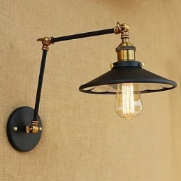 Lámpara de ambiente rústica estilo cabaña, estilo retro, galvanizada, con brazo oscilante estilo mini.