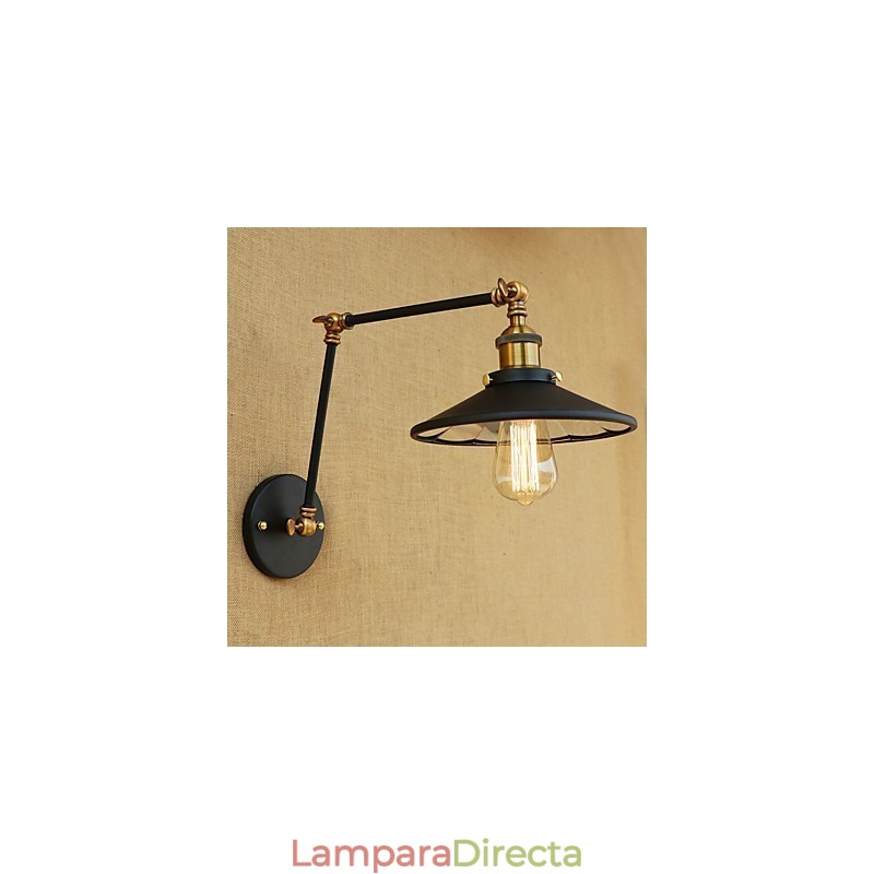 Lámpara de ambiente rústica estilo cabaña, estilo retro, galvanizada, con brazo oscilante estilo mini.