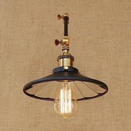 Lámpara de ambiente rústica estilo cabaña, estilo retro, galvanizada, con brazo oscilante estilo mini.