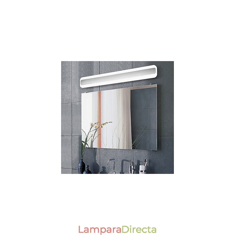 Lámpara de pared moderna y contemporánea integrada en cromo para iluminación ambiental de baño.