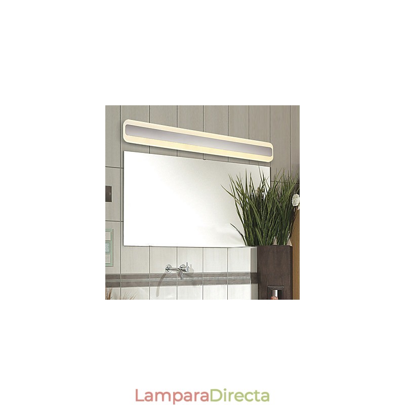 Lámpara de pared moderna y contemporánea integrada en cromo para iluminación ambiental de baño.