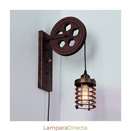 Lámpara de pared de hierro retro industrial con personalidad creativa y polea elevadora. Lámpara de pared de hierro retro industrial con personalidad creativa y polea elevadora.
