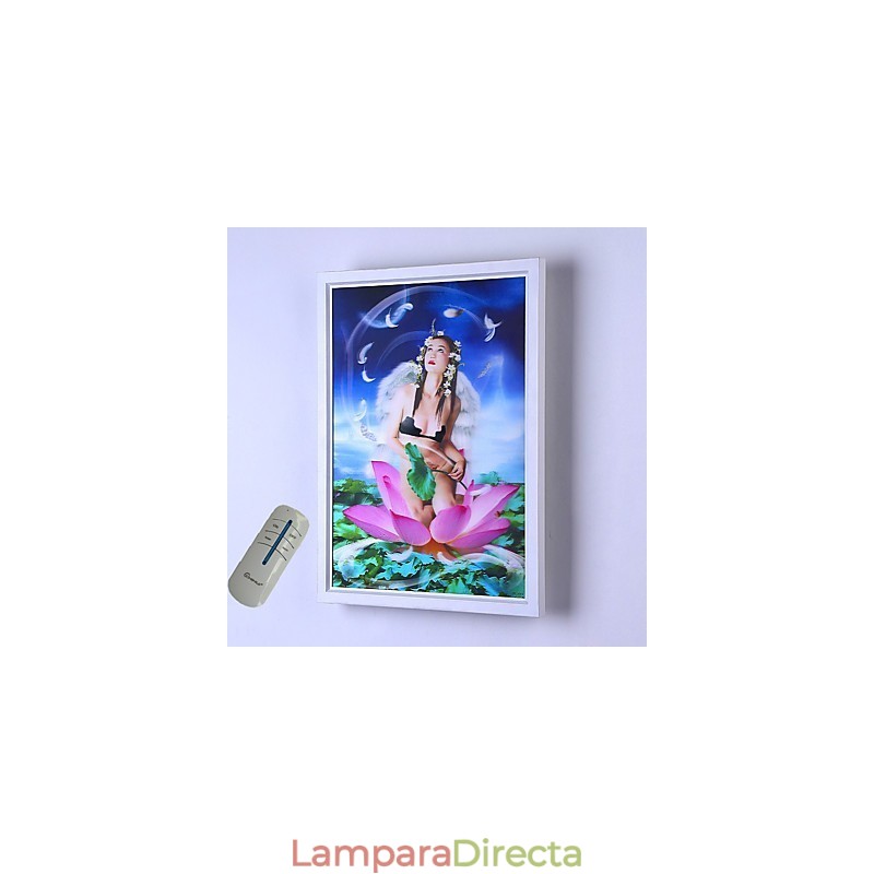 Pintura contemporánea moderna integrada para apliques de pared con luz ambiental.