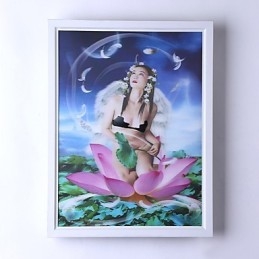 Pintura contemporánea moderna integrada para apliques de pared con luz ambiental.