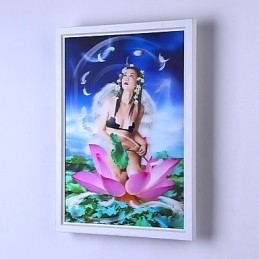 Pintura contemporánea moderna integrada para apliques de pared con luz ambiental.