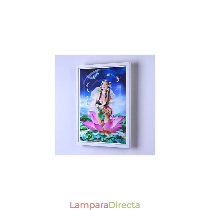 Pintura contemporánea moderna integrada para apliques de pared con luz ambiental.