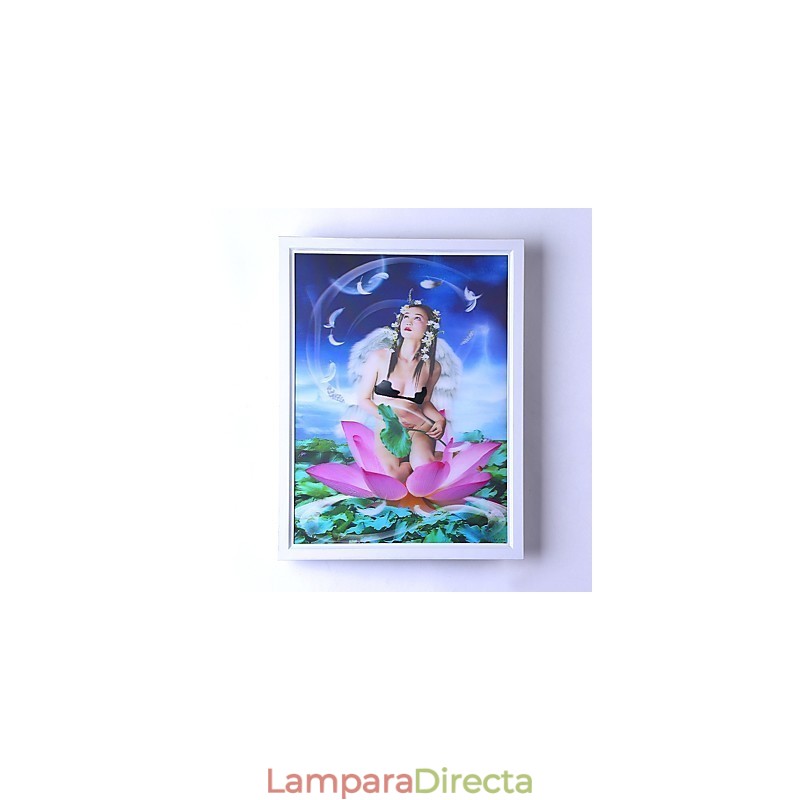 Pintura contemporánea moderna integrada para apliques de pared con luz ambiental.