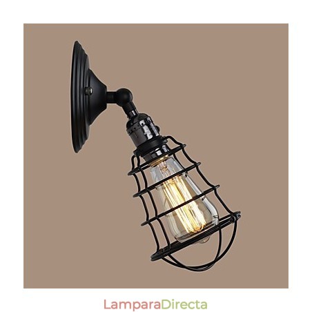 Lámpara de pared vintage industrial de 1 luz con diseño de jaula de metal negro para loft, para sala de estar, comedor, pasillo, cafetería, bar, aplique de pared Lámpara de pared vintage industrial de 1 luz con diseño de jaula de metal negro para loft, para sala de estar, comedor, pasillo, cafetería, bar, aplique de pared