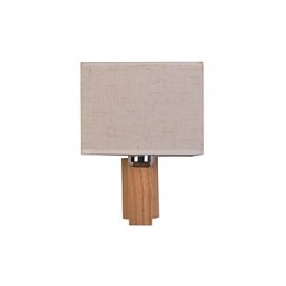 Lámpara de pared sencilla, lámpara de noche, lámpara de escritorio con pantalla de tela y madera maciza para dormitorio, tocador, sala de estar, habitación de bebé.