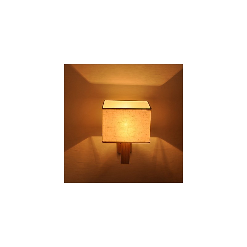 Lámpara de pared sencilla, lámpara de noche, lámpara de escritorio con pantalla de tela y madera maciza para dormitorio, tocador, sala de estar, habitación de bebé.