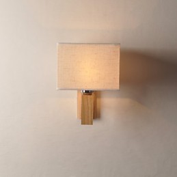 Lámpara de pared sencilla, lámpara de noche, lámpara de escritorio con pantalla de tela y madera maciza para dormitorio, tocador, sala de estar, habitación de bebé.