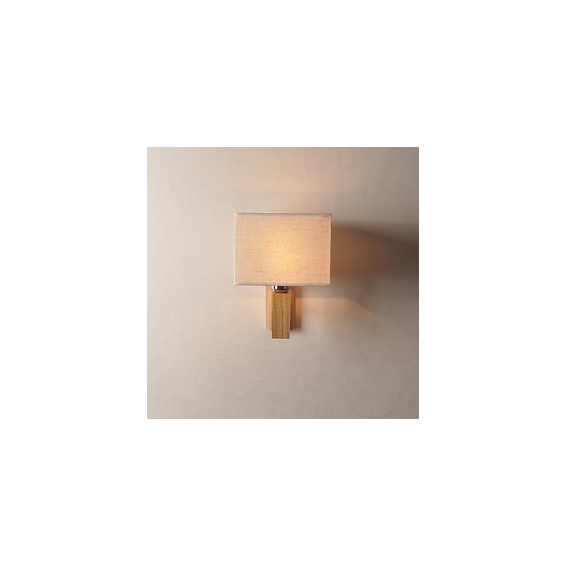 Lámpara de pared sencilla, lámpara de noche, lámpara de escritorio con pantalla de tela y madera maciza para dormitorio, tocador, sala de estar, habitación de bebé.