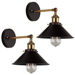 2 apliques de pared de metal, lámpara industrial de pared vintage Edison Simplicity para iluminación de cafeterías, clubes y bares.