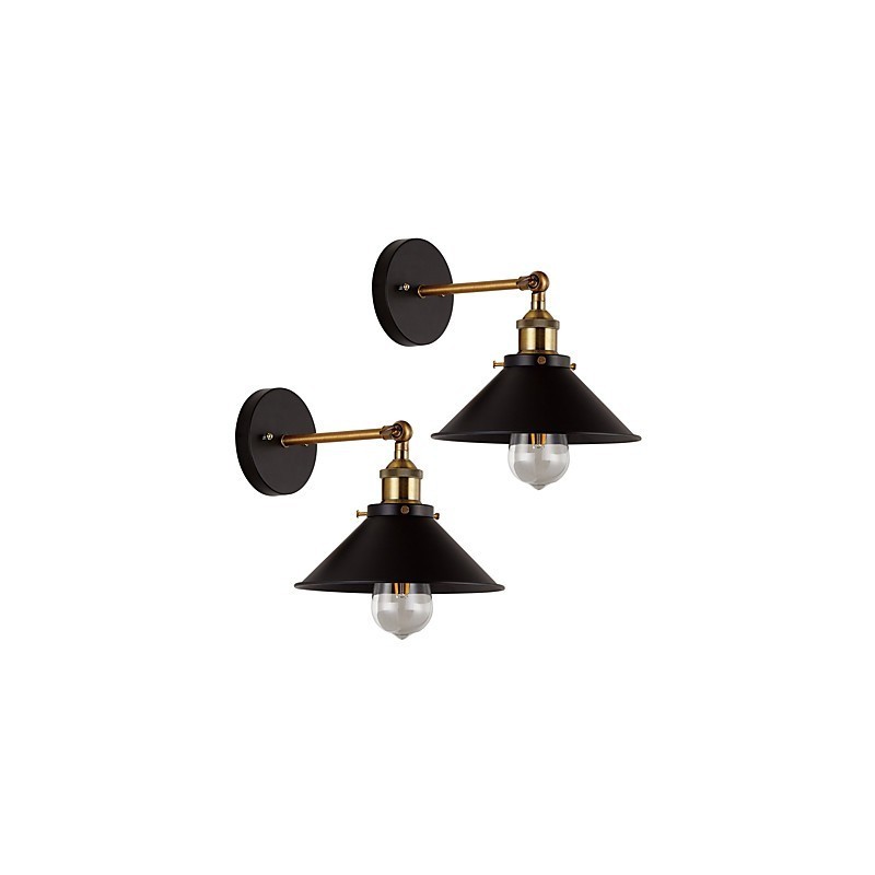 2 apliques de pared de metal, lámpara industrial de pared vintage Edison Simplicity para iluminación de cafeterías, clubes y bares.