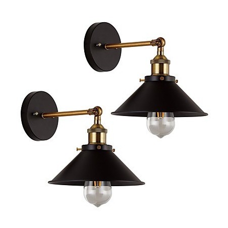 2 apliques de pared de metal, lámpara industrial de pared vintage Edison Simplicity para iluminación de cafeterías, clubes y bares. 2 apliques de pared de metal, lámpara industrial de pared vintage Edison Simplicity para iluminación de cafeterías, clubes y bares.