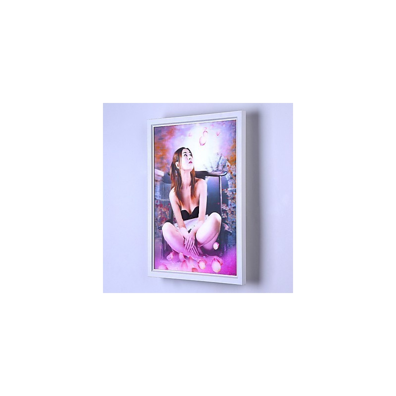 Pintura contemporánea moderna integrada para apliques de pared con luz ambiental.