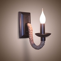 Lámpara de pared retro de cuerda de cáñamo con personalidad creativa, lámpara de vela de hierro