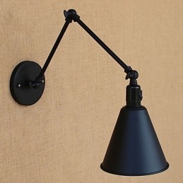 Lámpara de brazo oscilante estilo mini con protección ocular y luz descendente con pintura retro campestre