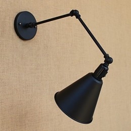 Lámpara de brazo oscilante estilo mini con protección ocular y luz descendente con pintura retro campestre