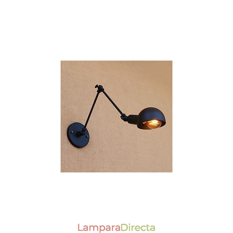 Lámpara de pared con luz ambiental y protección ocular con brazo oscilante estilo mini con pintura rústica vintage