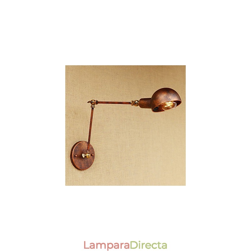 Lámpara de pared con luz ambiental y protección ocular con brazo oscilante estilo mini con pintura rústica vintage