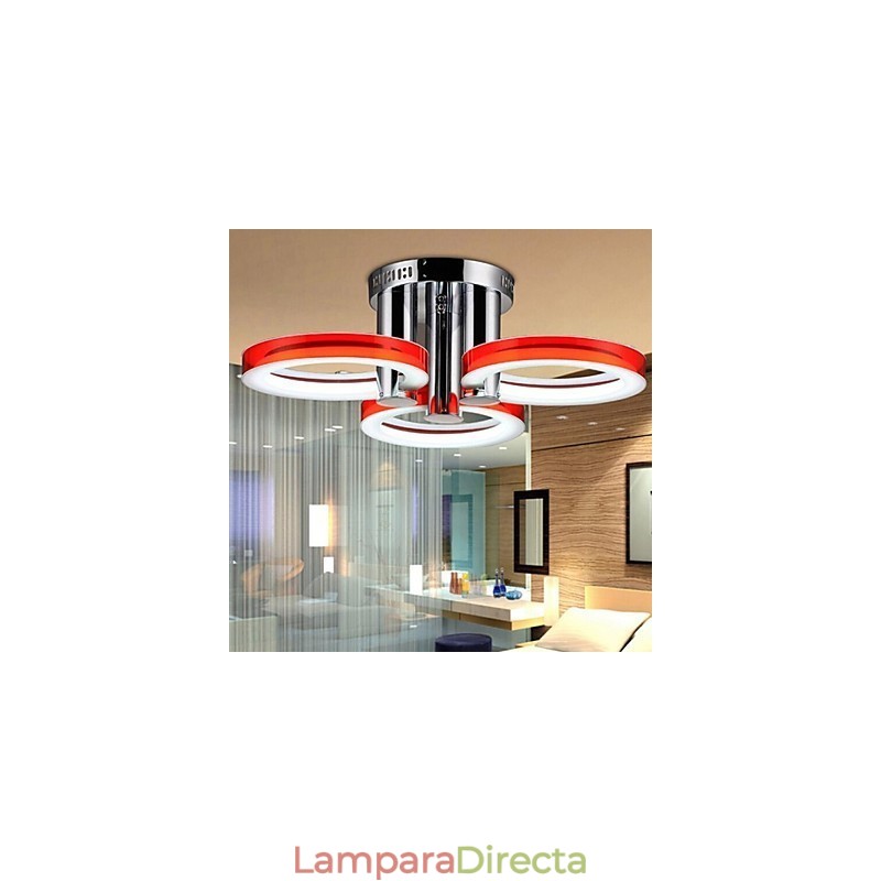 Lámpara de araña moderna contemporánea de metal cromado con montaje empotrado