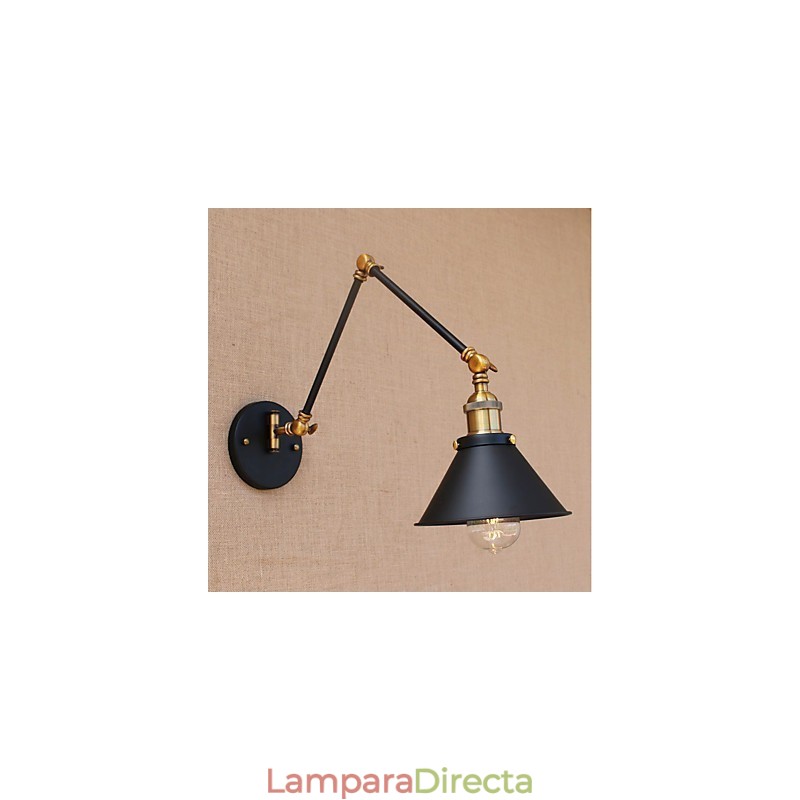 Lámpara de brazo oscilante estilo mini con protección ocular y acabado galvanizado de estilo vintage.