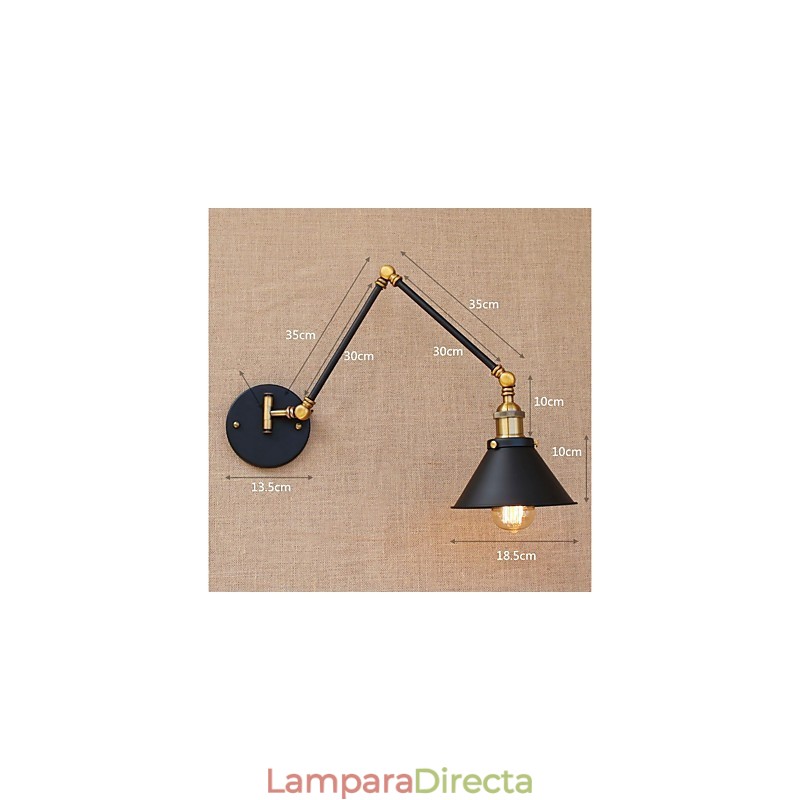 Lámpara de brazo oscilante estilo mini con protección ocular y acabado galvanizado de estilo vintage.