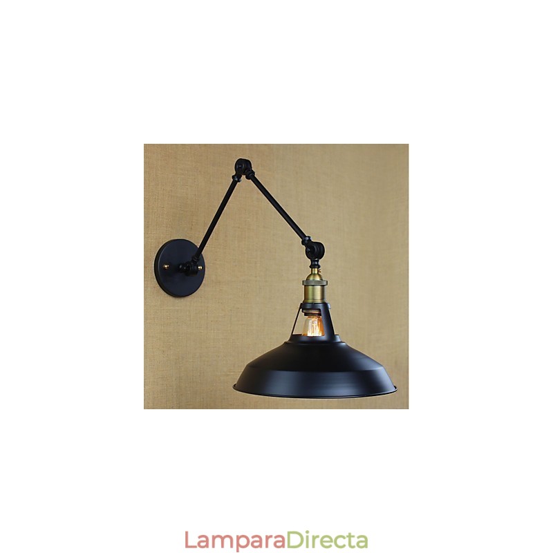 Aplique de pared plegable retráctil nostálgico industrial retro de brazo largo con aspecto oxidado.