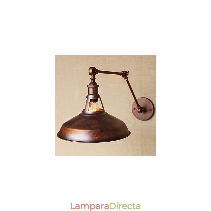 Aplique de pared plegable retráctil nostálgico industrial retro de brazo largo con aspecto oxidado.