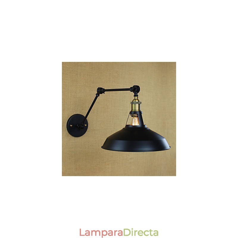 Aplique de pared plegable retráctil nostálgico industrial retro de brazo largo con aspecto oxidado.