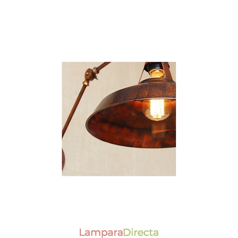 Aplique de pared plegable retráctil nostálgico industrial retro de brazo largo con aspecto oxidado.
