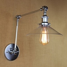 Lámpara de brazo oscilante estilo mini con luz ambiental de estilo retro vintage con acabado electrochapado.