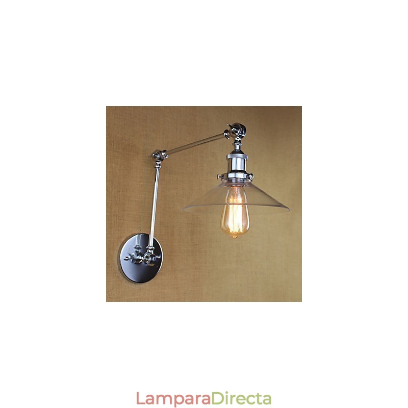 Lámpara de brazo oscilante estilo mini con luz ambiental de estilo retro vintage con acabado electrochapado.
