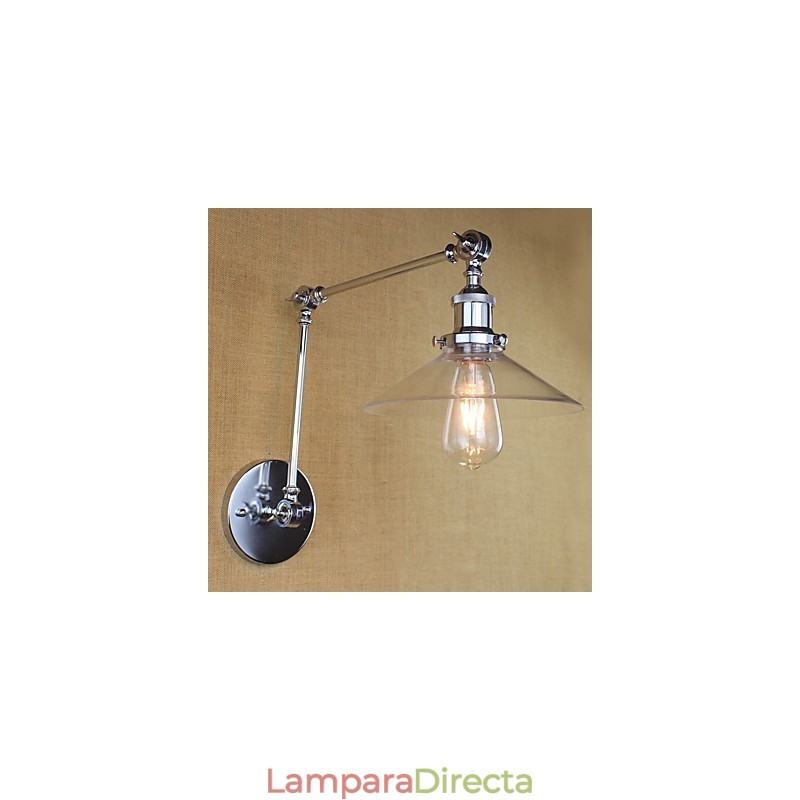 Lámpara de brazo oscilante estilo mini con luz ambiental de estilo retro vintage con acabado electrochapado.