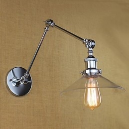 Lámpara de brazo oscilante estilo mini con luz ambiental de estilo retro vintage con acabado electrochapado.