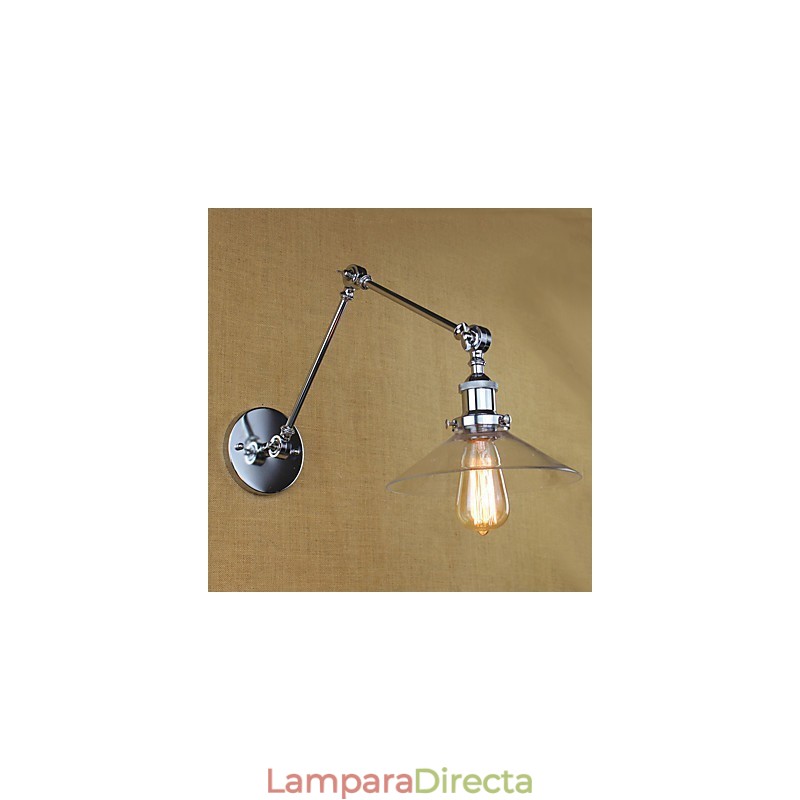 Lámpara de brazo oscilante estilo mini con luz ambiental de estilo retro vintage con acabado electrochapado.