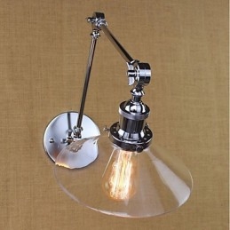 Lámpara de brazo oscilante estilo mini con luz ambiental de estilo retro vintage con acabado electrochapado.