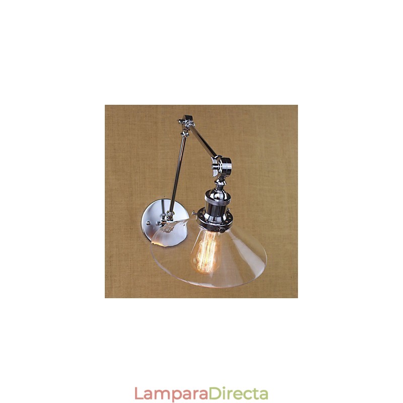 Lámpara de brazo oscilante estilo mini con luz ambiental de estilo retro vintage con acabado electrochapado.
