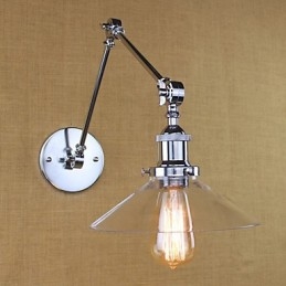 Lámpara de brazo oscilante estilo mini con luz ambiental de estilo retro vintage con acabado electrochapado.