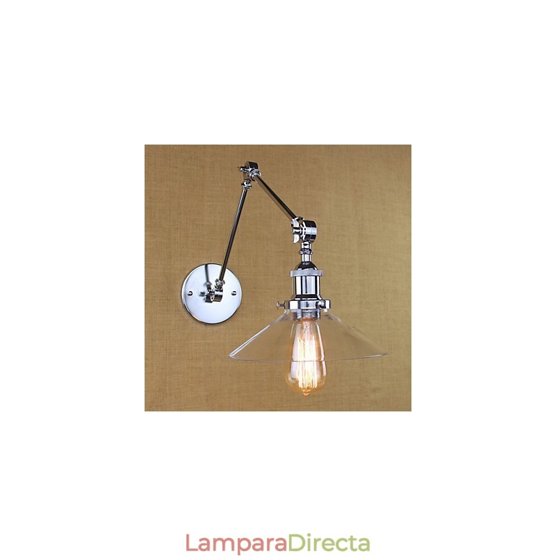 Lámpara de brazo oscilante estilo mini con luz ambiental de estilo retro vintage con acabado electrochapado.
