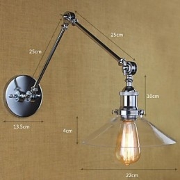 Lámpara de brazo oscilante estilo mini con luz ambiental de estilo retro vintage con acabado electrochapado.