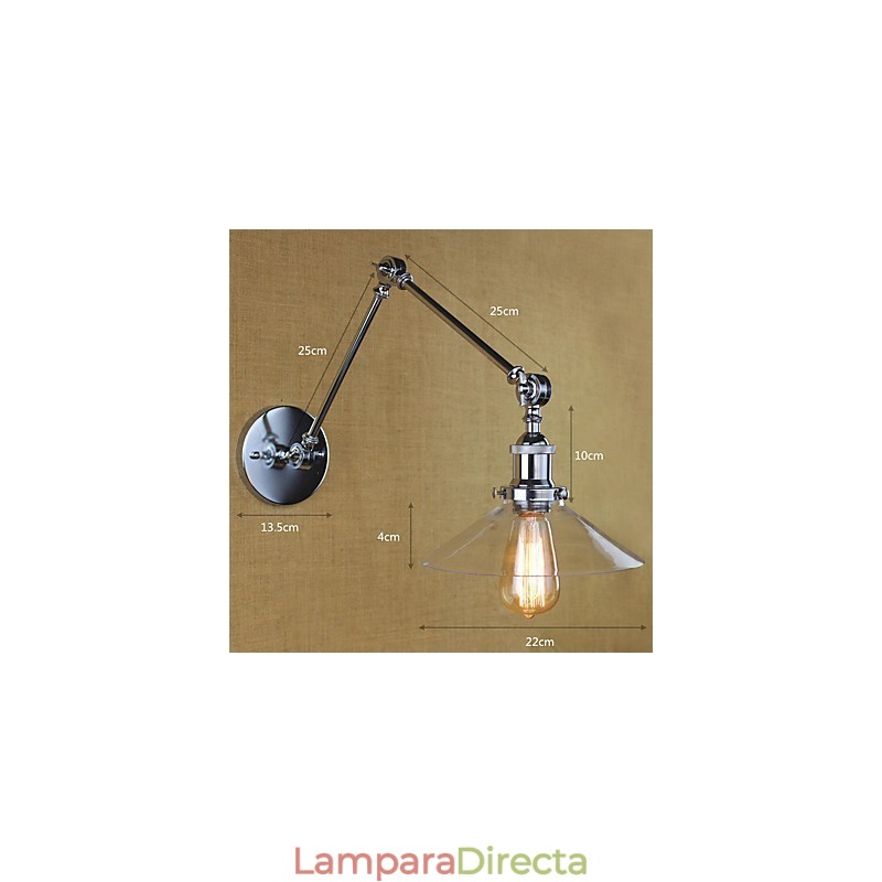 Lámpara de brazo oscilante estilo mini con luz ambiental de estilo retro vintage con acabado electrochapado.