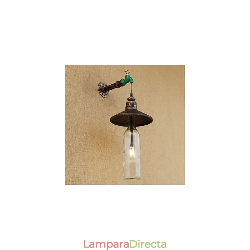 Lámpara de pared Edison retro decorativa con forma de pipa de agua y botella de vino